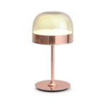 Carpina – Lampe de table, métal + verre rose gold. Chic, lumineuse, glamour.