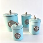 Ensemble 4 pièces Récipients pour conservation / bird blue
