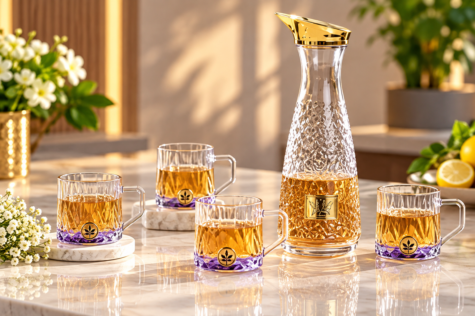 08d86467-9577-4c28-9dab-41e0d80a3502-2 Emsemble carafe et 4 tasses – Image 1