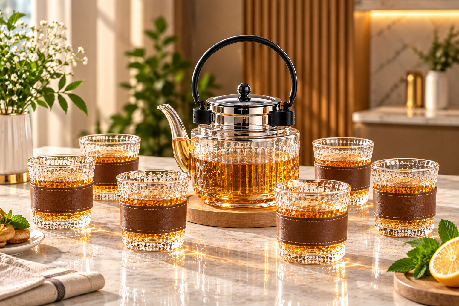 585e1f85-c602-4cf4-bff4-1ebd8b90cbdb Ensemble journysix théière + 6 tasses – Image 1
