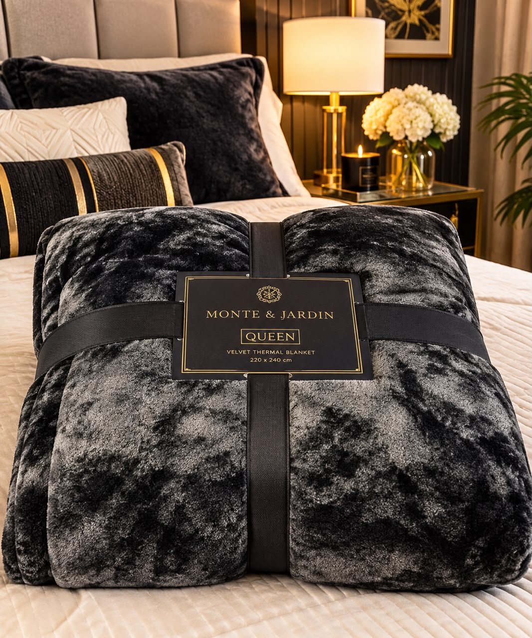 692e8087-41c7-4307-a361-968eb94f406e Couverture velours Monte jardin noir – Image 1